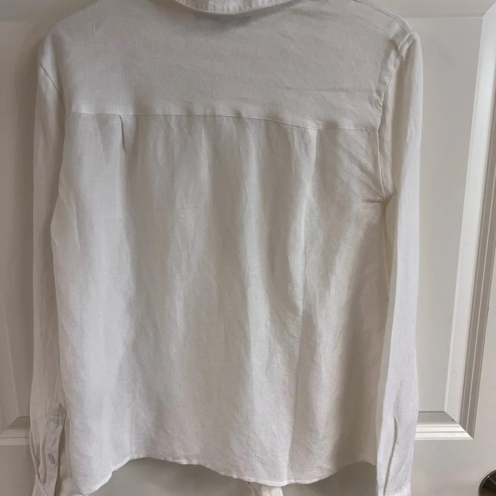 Boston Proper Linen Blend White Button-Down Shirt - Picture 5 of 7